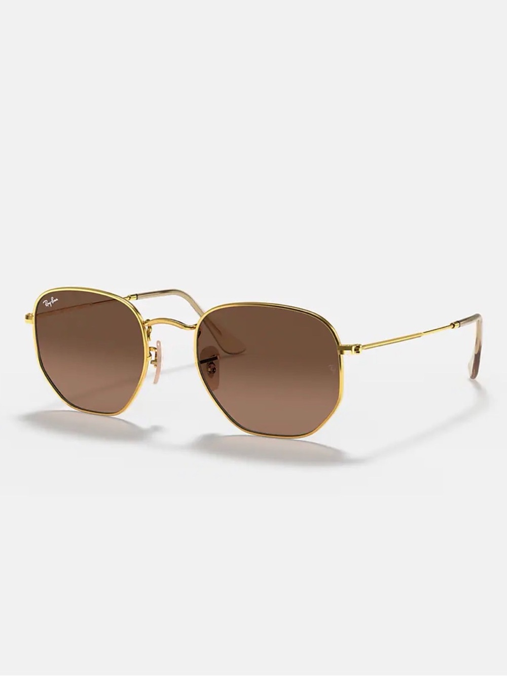 Ray-Ban Gold Frame Brown Lens Geometric Sunglasses